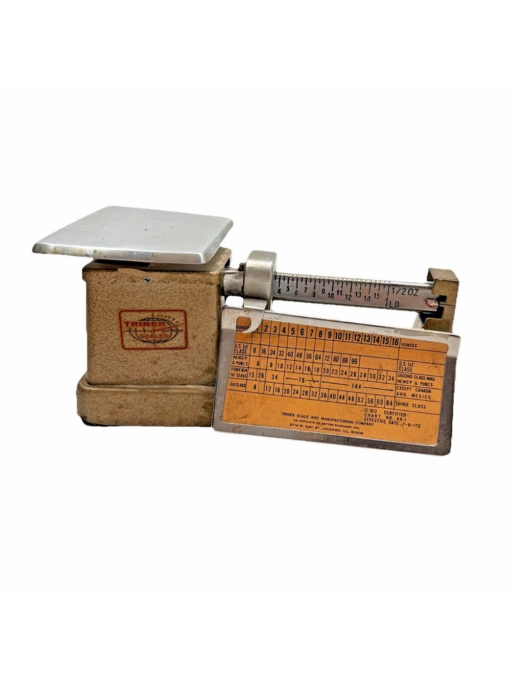 Vintage 1972 Triner Postal Scale For First Class And Priority Mail
